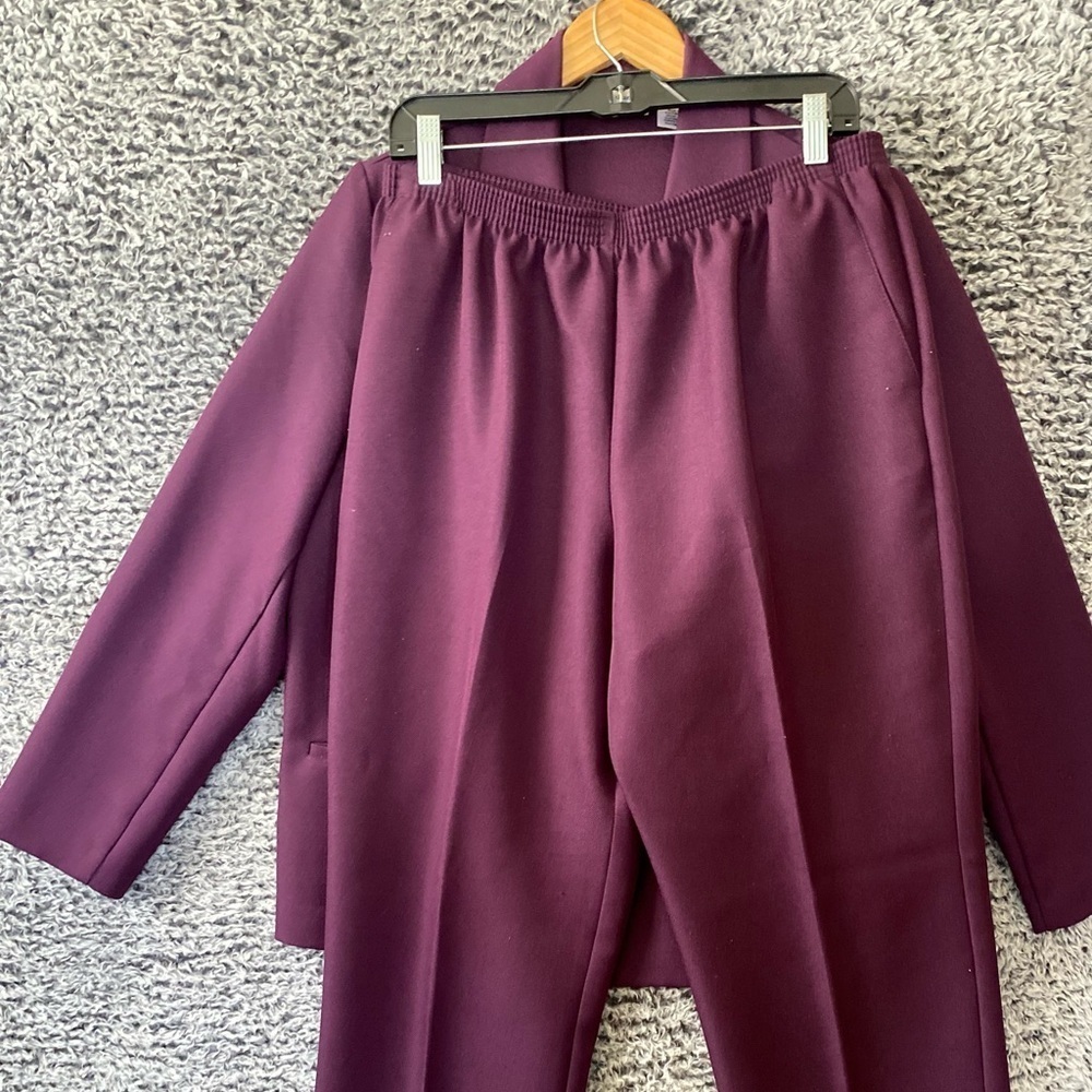 VINTAGE Alfred Dunner 2 Piece Fuchsia Pink Suit Blazer Jacket Pants Sz 14 VTG